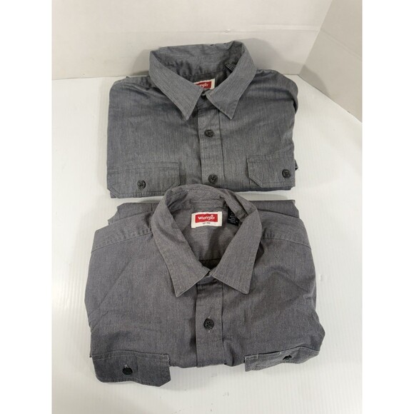 WRANGLER Men's Medium LOT OF 2 Short And Long Sleeve Western Shirts Pockets - Picture 1 of 12